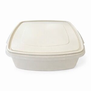 Vintage Rubbermaid 19 Cup #4 Servin Saver Square Food Storage Container - almond